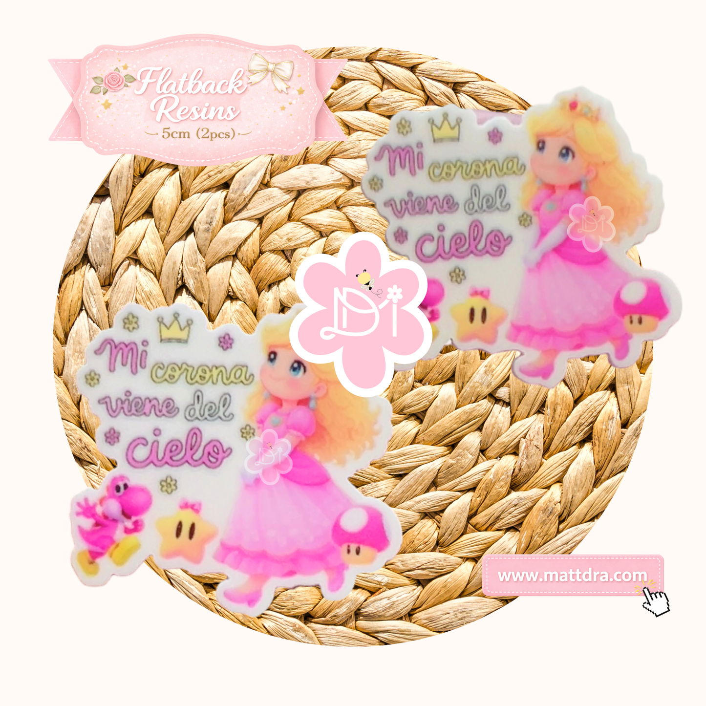 Flatback Resins Mi Corona Viene del Cielo | Set de 2 Piezas Princess Kawaii
