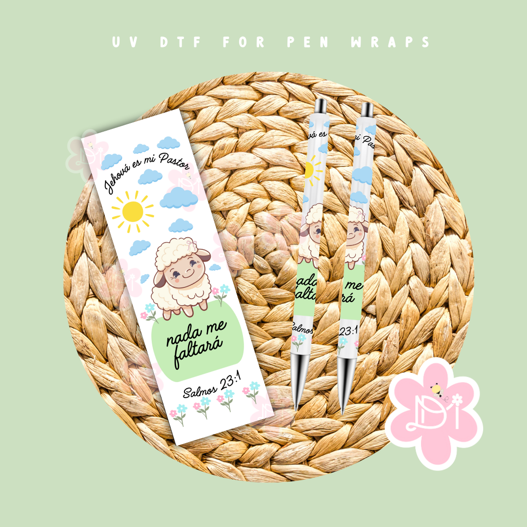 Jehová es. mi pastor , Nada me faltará Salmo 23:1 UV DTF pen wrap