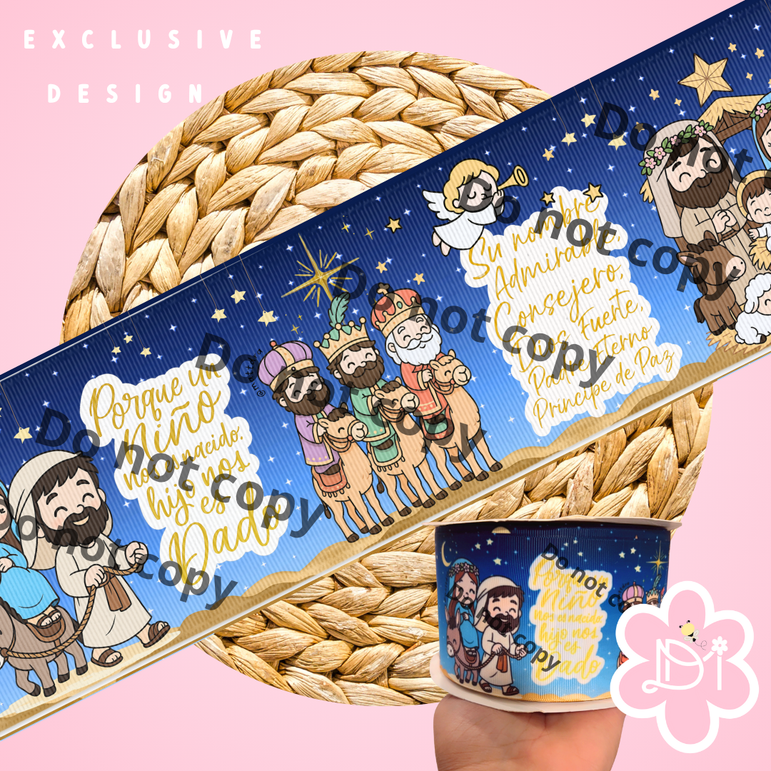 Nacimiento de Jesús - 3" Ribbon - Exclusive Design