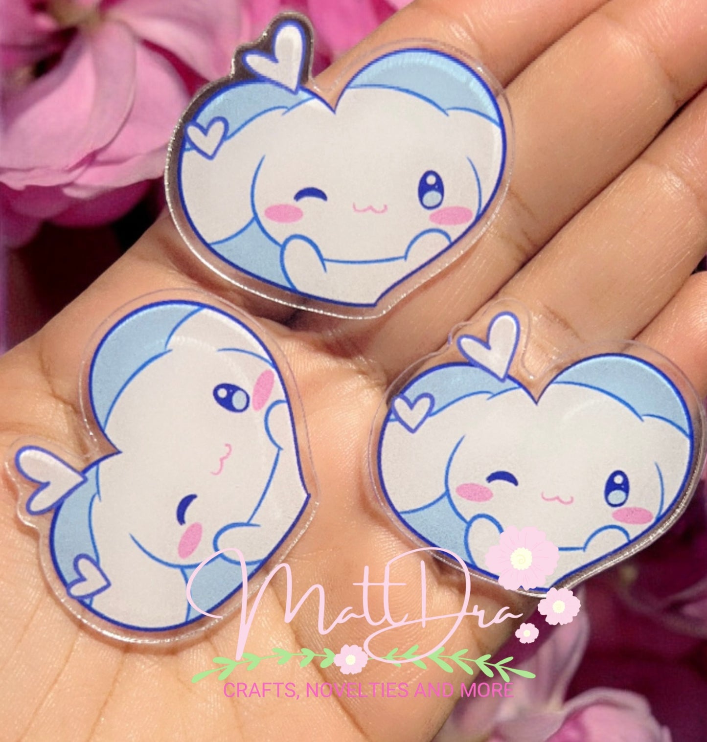 Acrylic clear flat resins Kawaii dog (3 pcs)