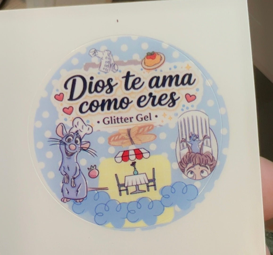 Stickers Redondos para envases de Glitter Gels 1.5” | Diseños Exclusivos Cristianos | Waterproof & Glossy