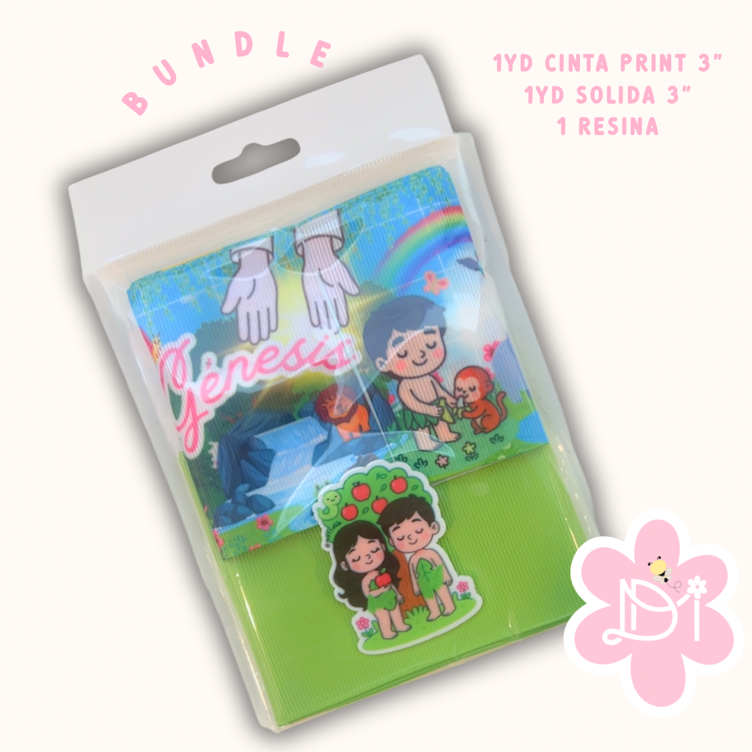 Bundle Cintas para Lazos | Cinta Print 3” Génesis+ Cinta Sólida + Resina | Materiales para Lazos