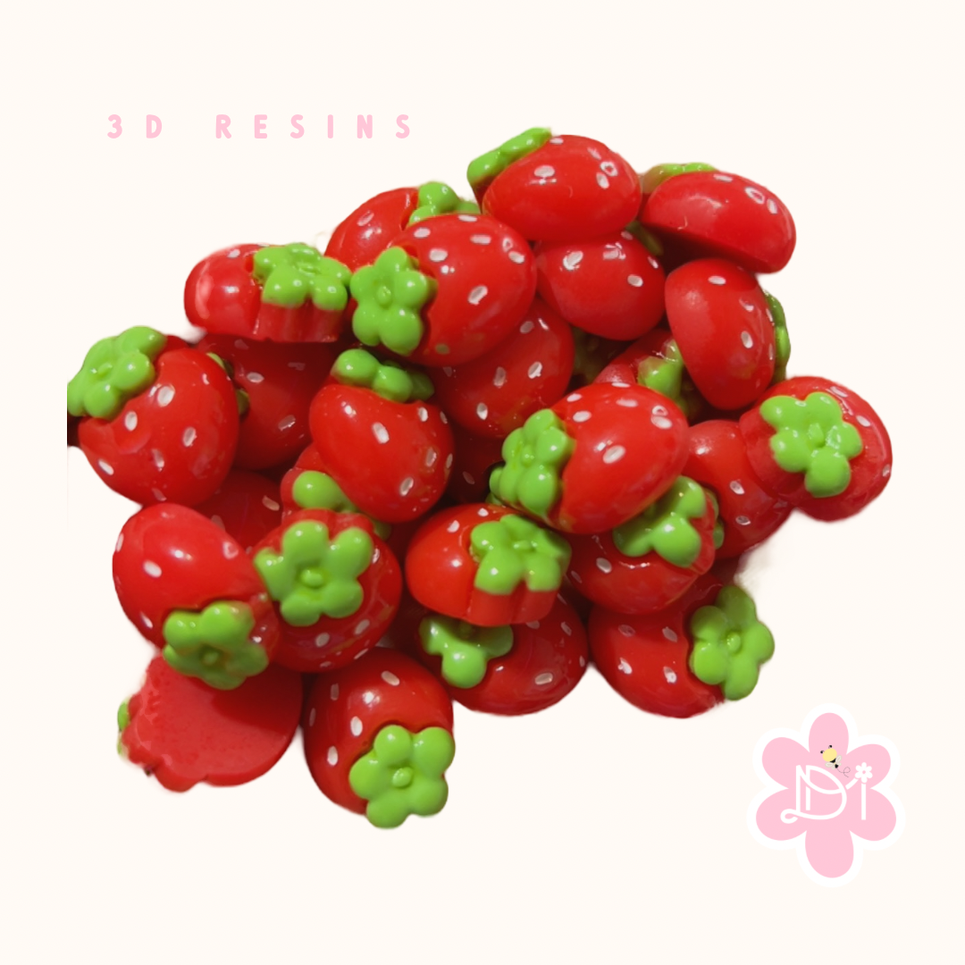 Acrylic 3d resins strawberry 3pcs