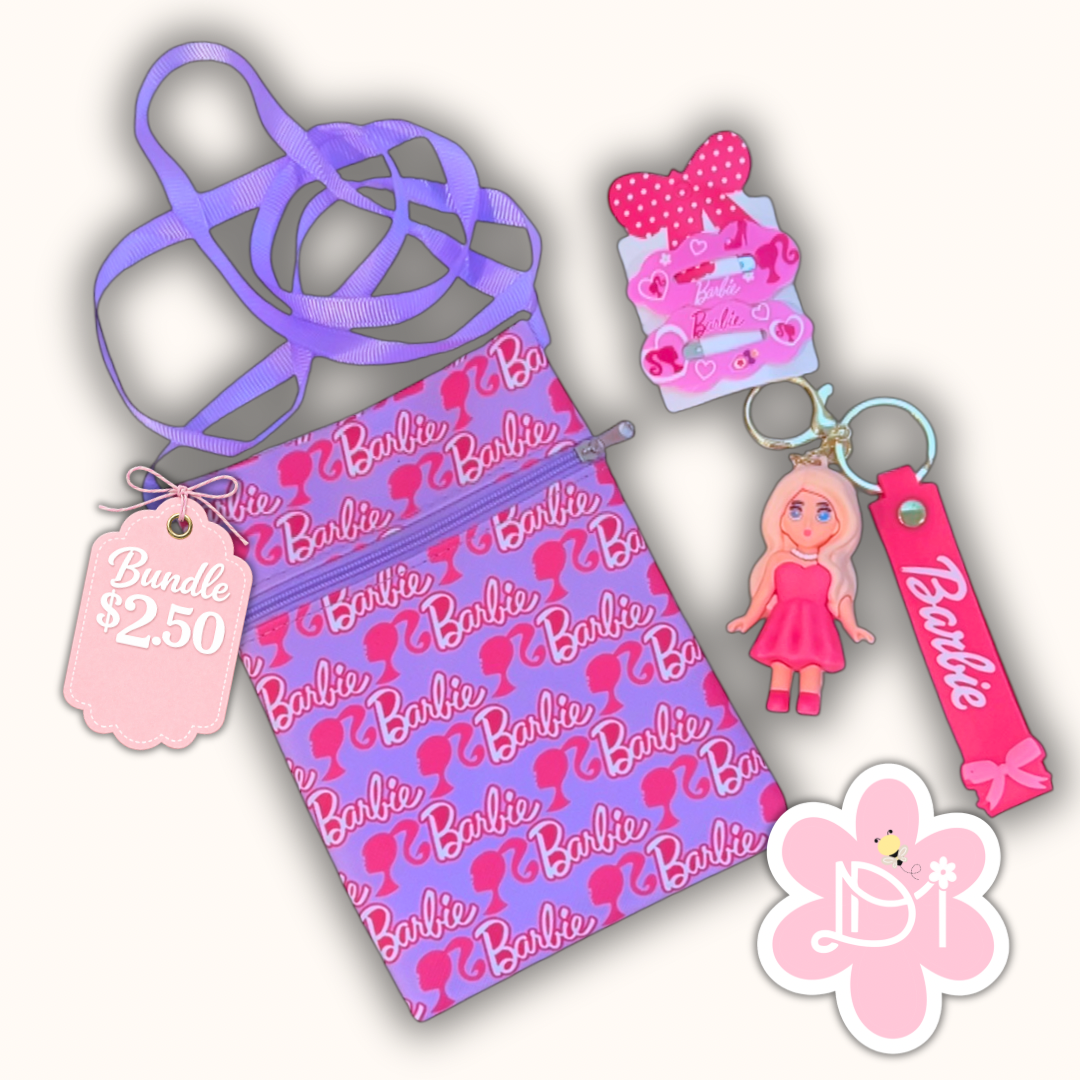 Bundle - Cartera Crossbody , Hairclips y Llavero Girly