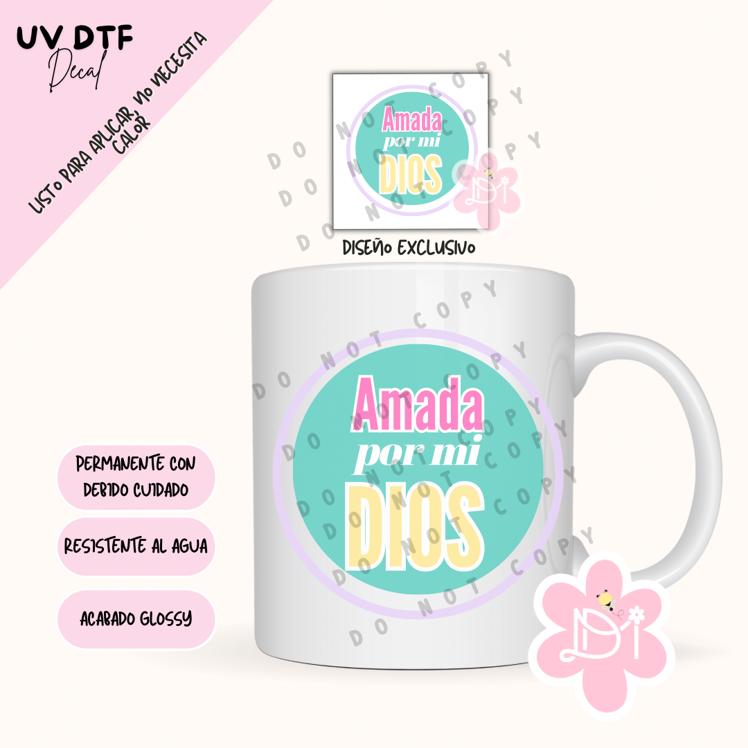 UV DTF Decal – Amada por mi Dios