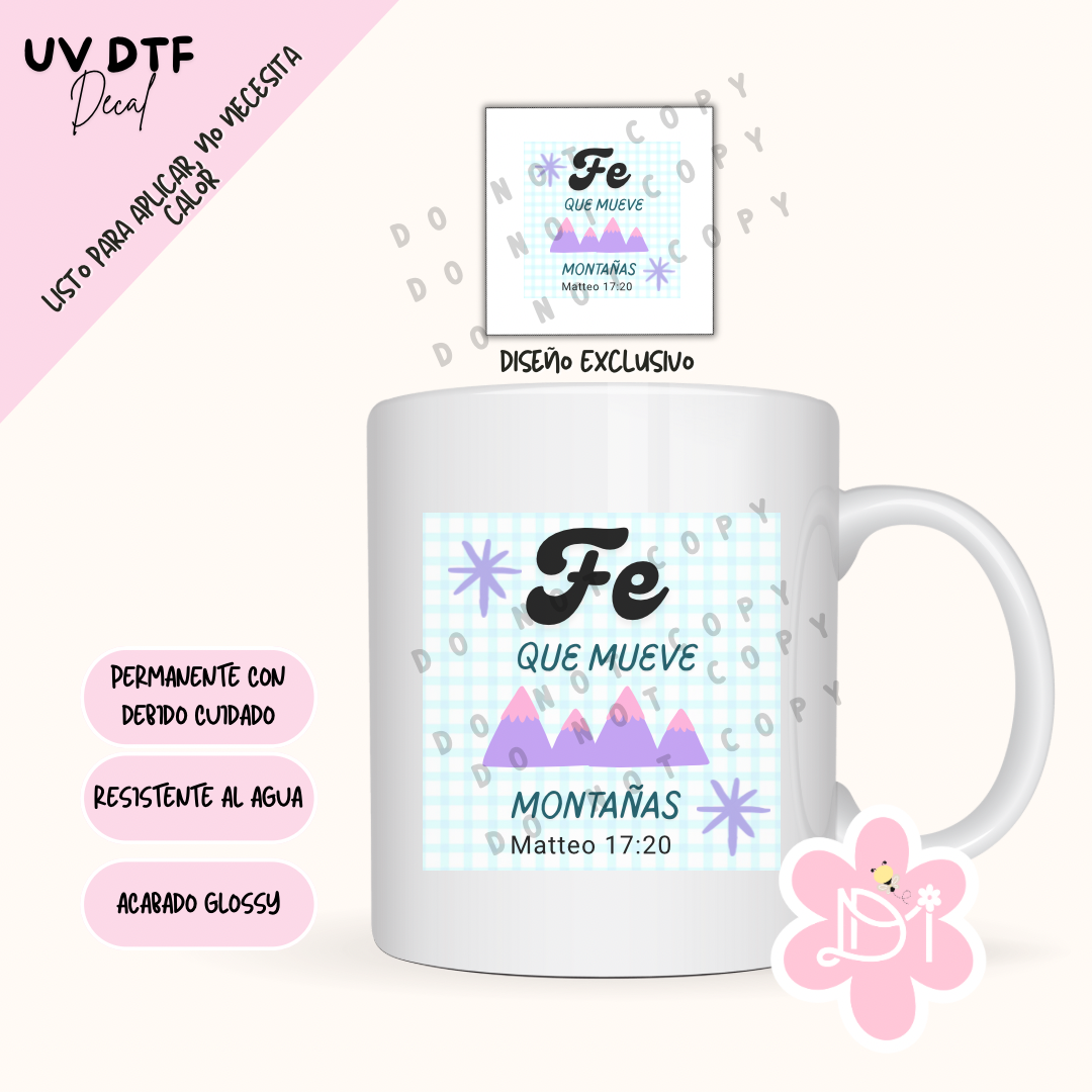 UV DTF Decal – “Fe que mueve montañas