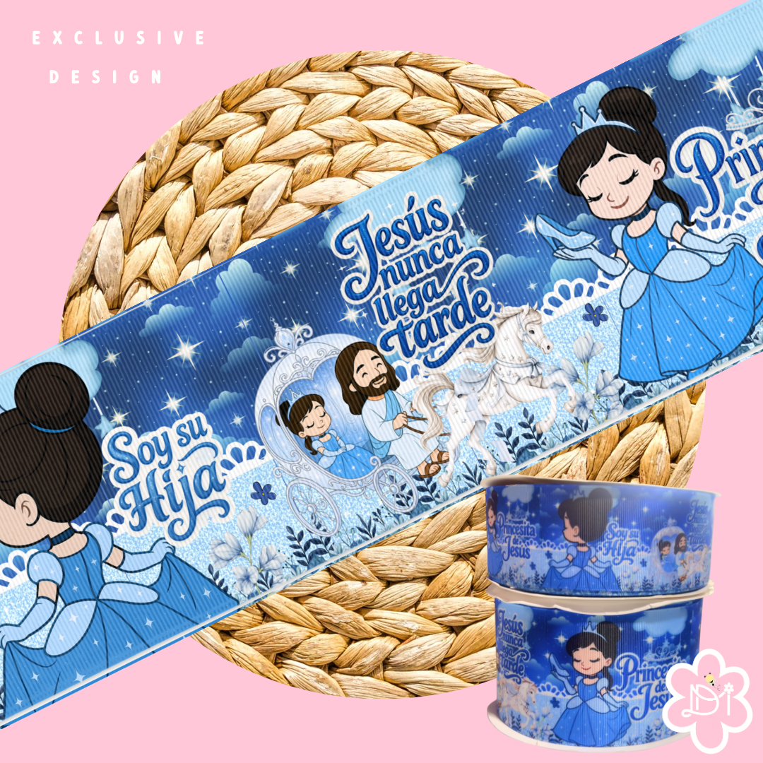 Princesita de Jesús Azul - 3” and 2” Ribbon - Exclusive Design