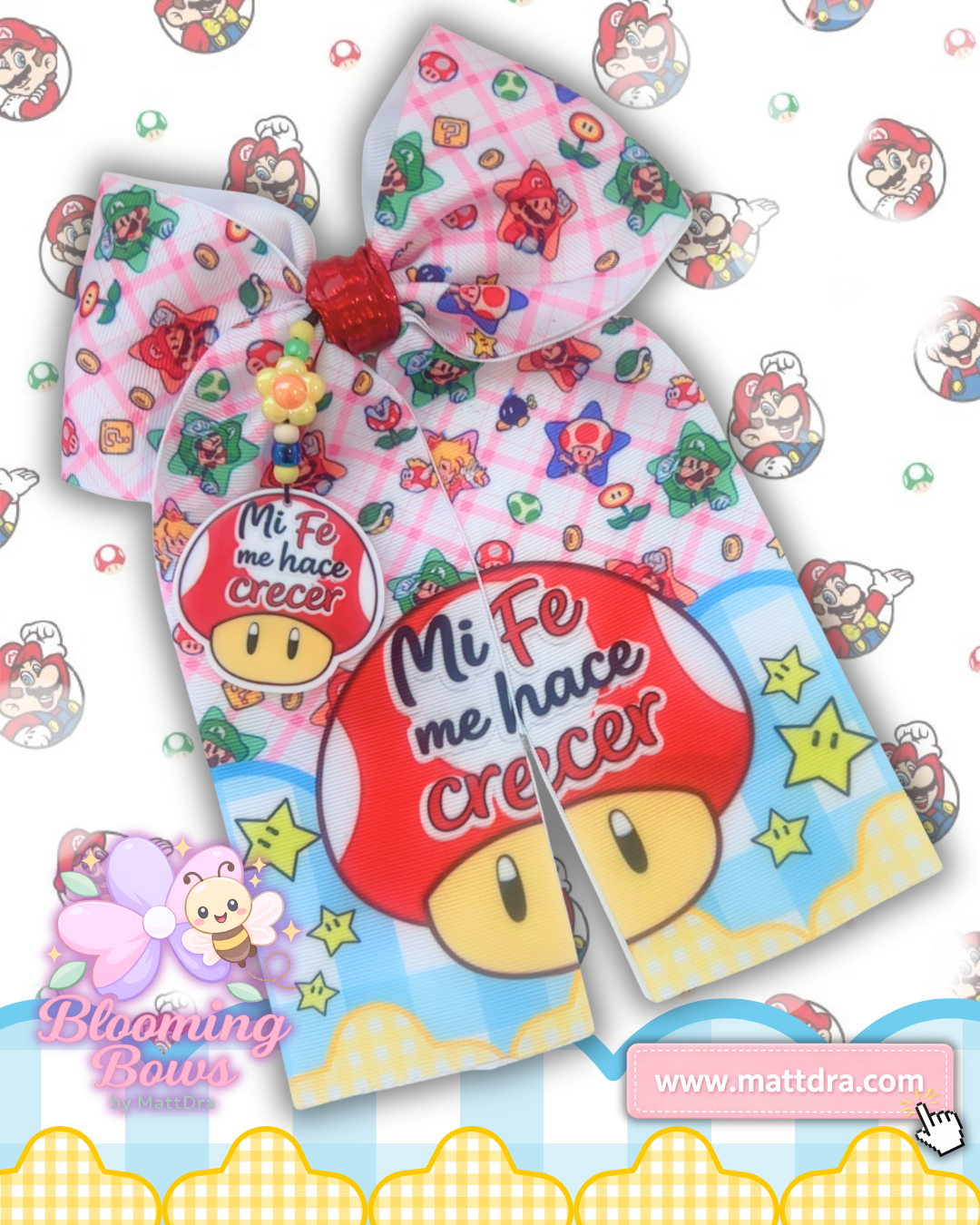 Lazo Boutique “Mi Fe Me Hace Crecer” – Handmade Bow para Niñas | Blooming Bows by MattDra