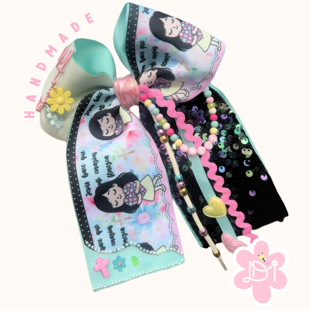 Handmade - Lazo Coletero Jesús hace que mi corazón florezca