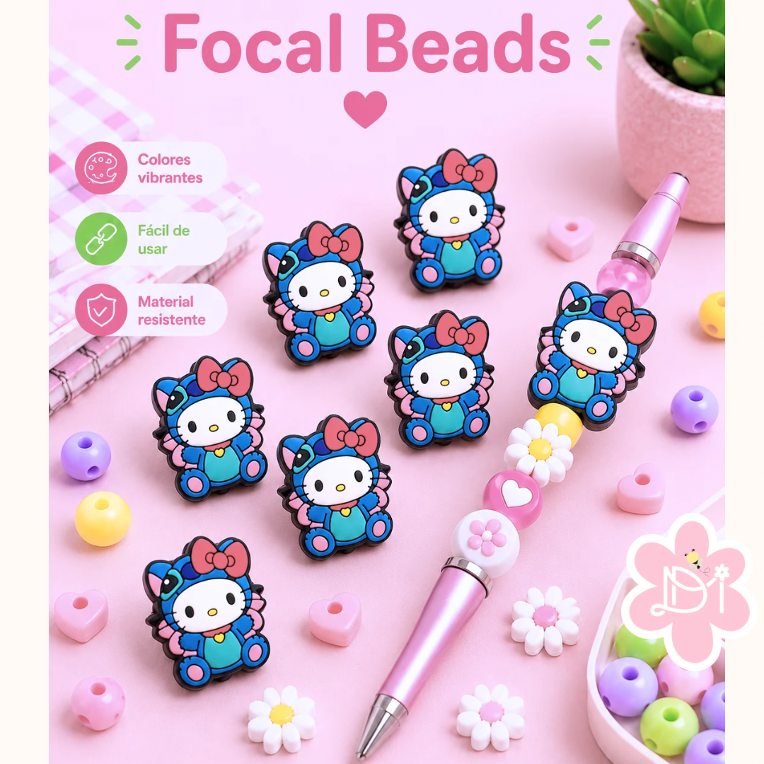 Focal Beads / Gatita Azul de Silicona para Bolígrafos, Llaveros y Manualidades – 1 Pieza