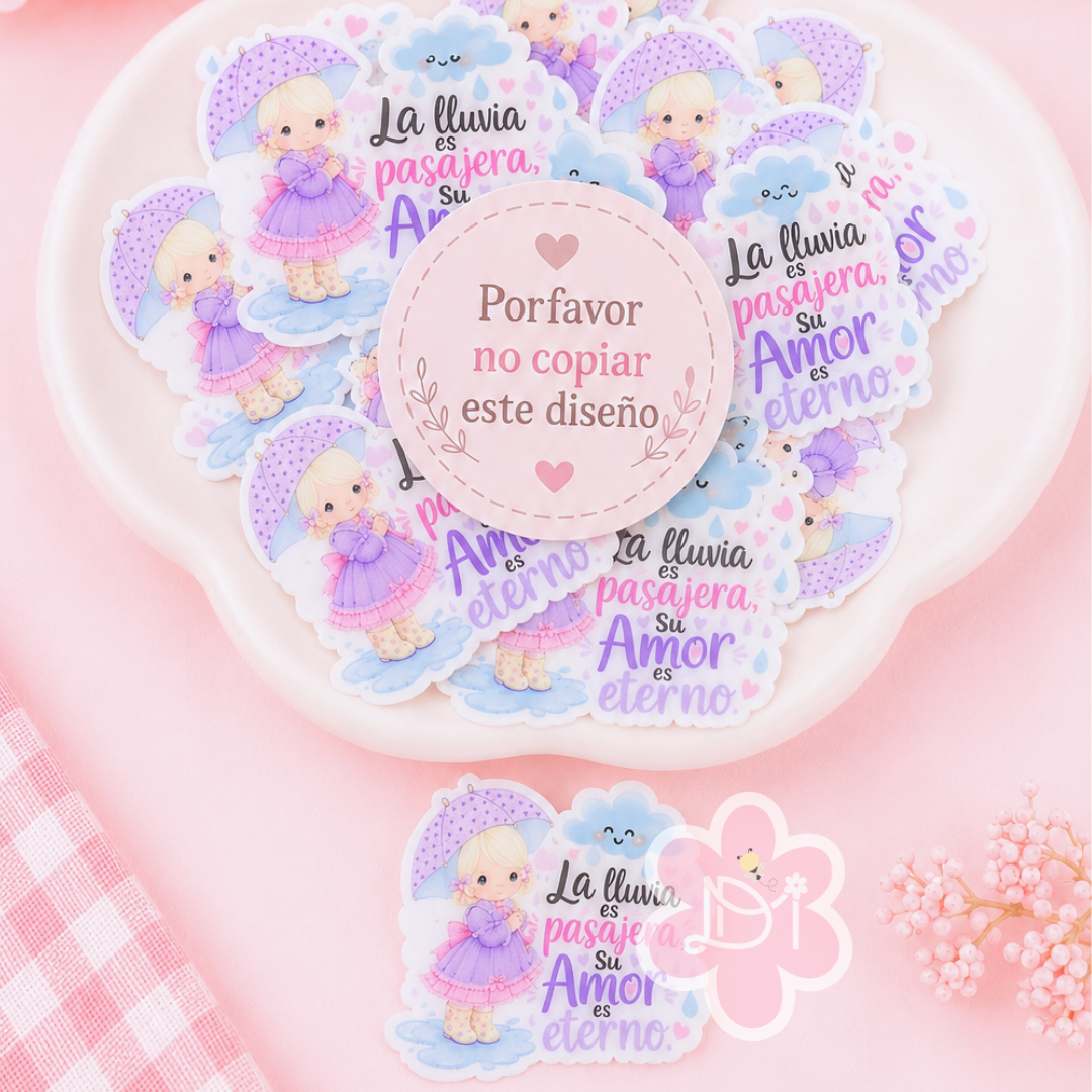 Planar Resin 2PCS – La Lluvia es Pasajera, Su Amor es Eterno | Christian Flatback Embellishments