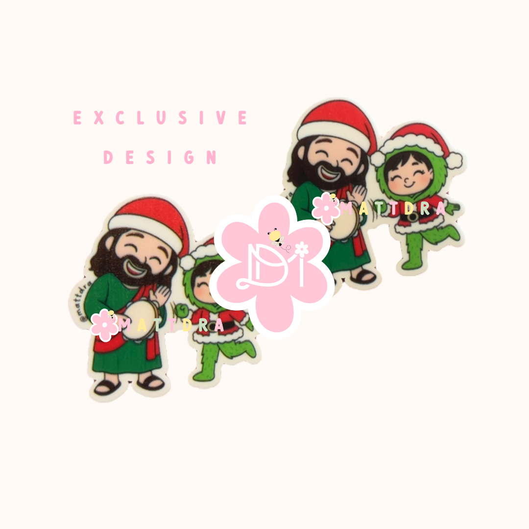 La verdadera navidad está en Jesús (Jesús con pandero)- Planar Resins 2pcs - Exclusive Design