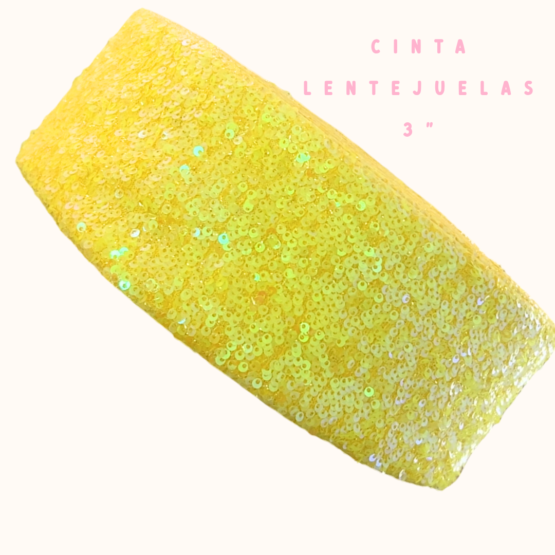 Cinta Lentejuelas Amarillo 3"