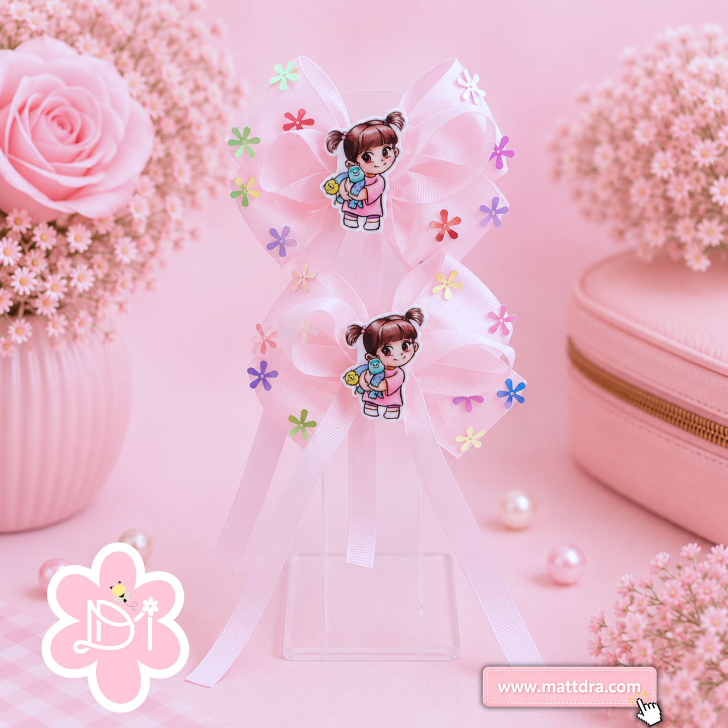 Boo Doll Boutique Hair Bow Set for Girls | Hair Bows with 3D Resin Embellishment