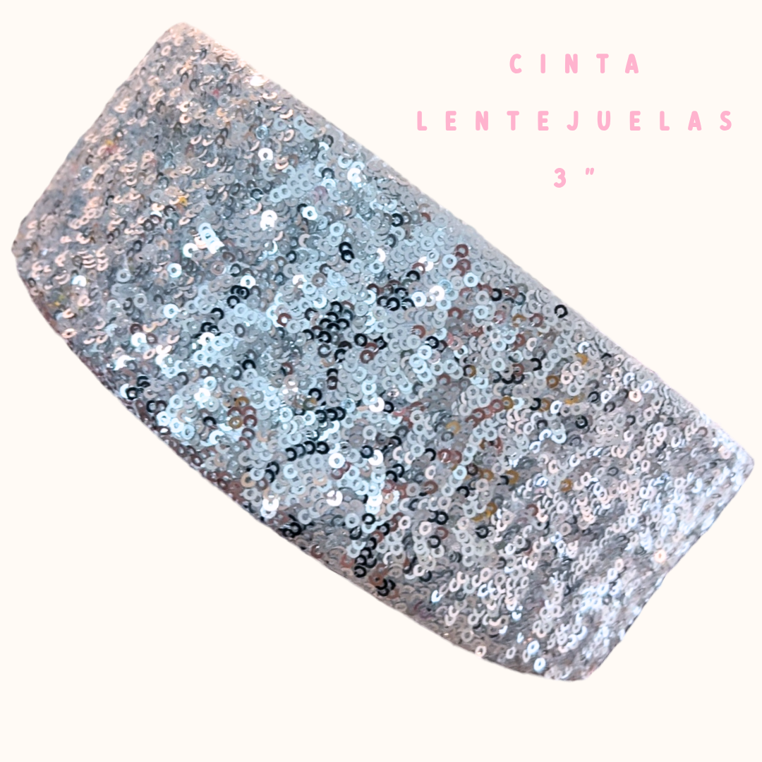 Cinta Lentejuelas Plata 3"