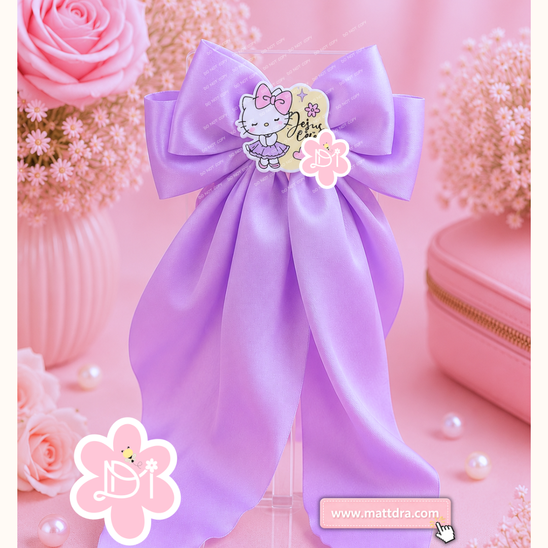 Christian Kitty Boutique Hair Bow – Jesus Loves Me Handmade Oversized Hair Bow for Girls | Faith-Based Hair Accessory