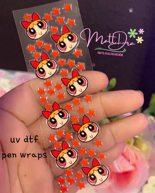 Pen Wrap uv dtf orange girl