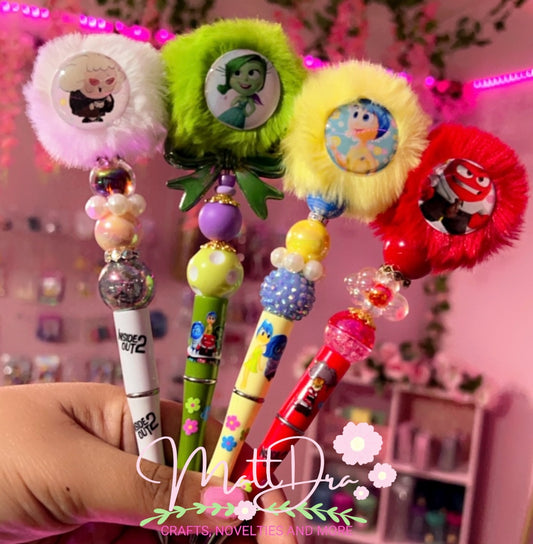 Finished Inside Out 2 pompom beadable pens