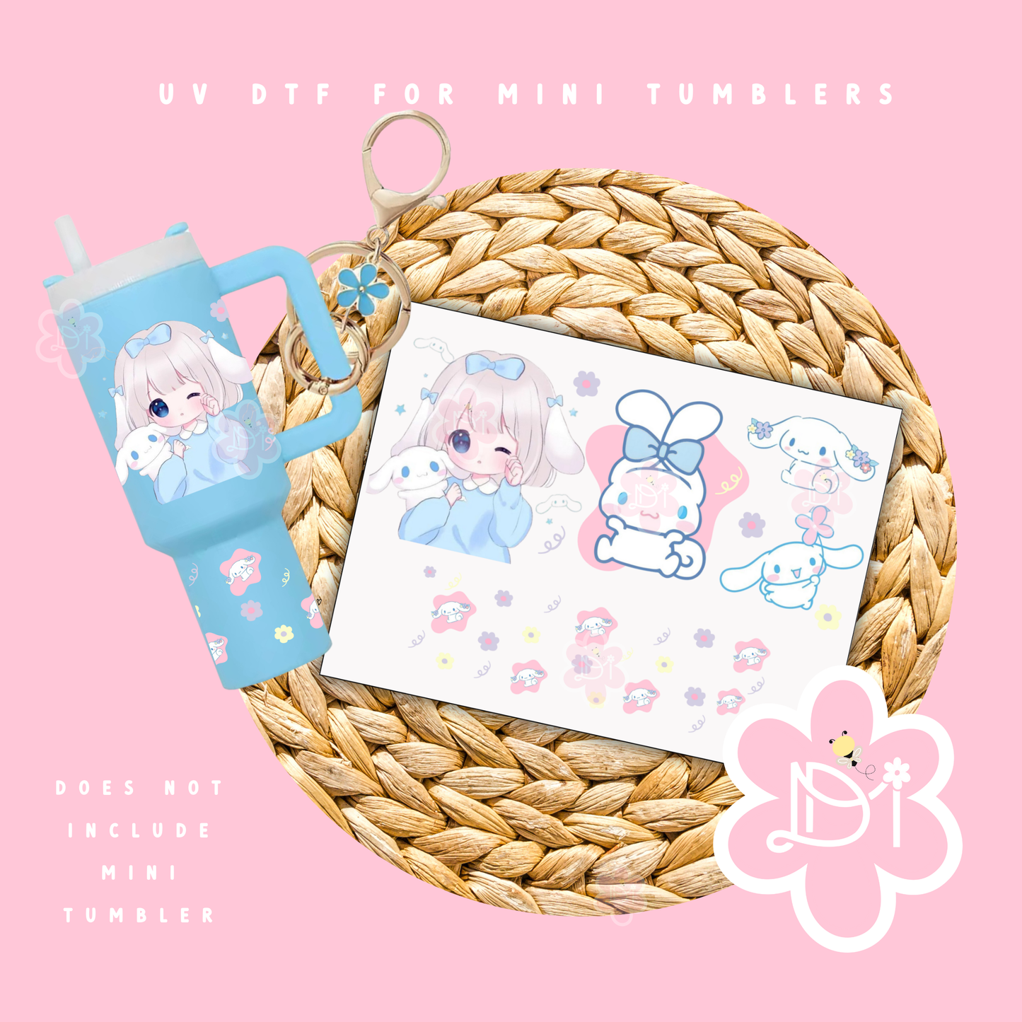 Girl with cinamo dog mini tumbler UV DTF