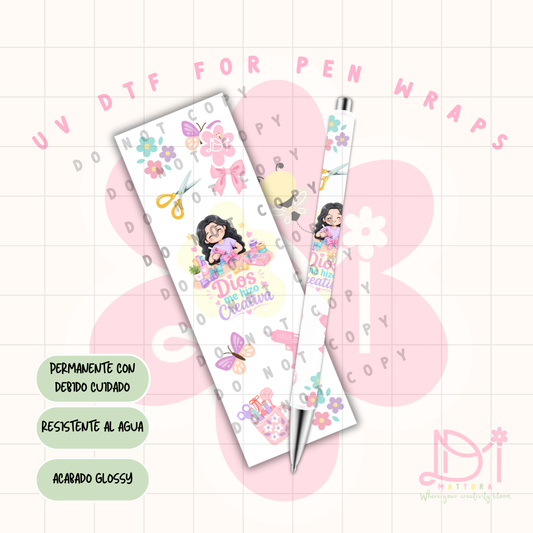 UV DTF Pen Wrap Cristiano “Dios Me Hizo Creativa” – Diseño Exclusivo Waterproof