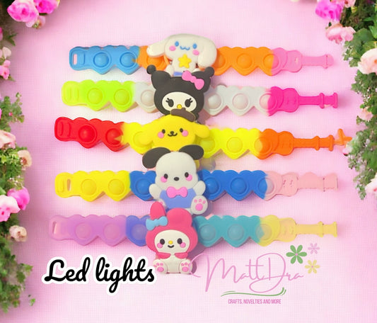 Popit Silicone Bracelets with Leds /Sanrio