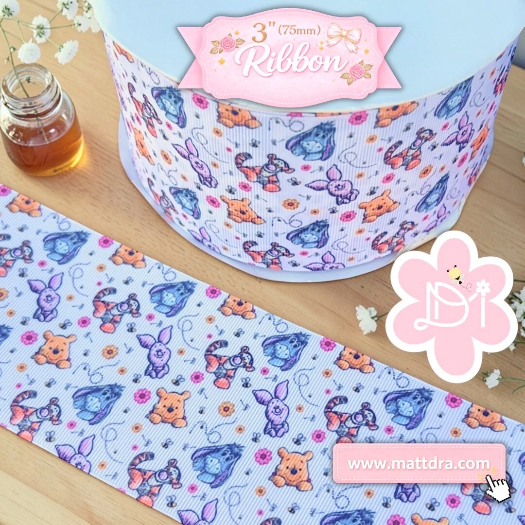 Nunca olvides cuánto Dios te Ama - Osito Miel - Ribbon 3” (75mm)