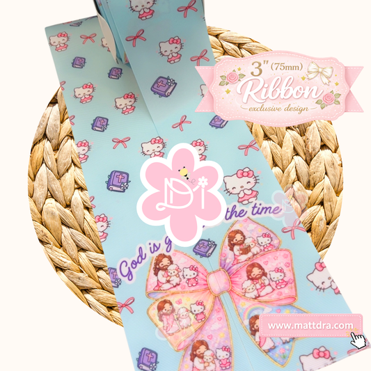 Tira Ribbon Hello Kitty & Jesús “God is Good all the Time” | Diseño Exclusivo