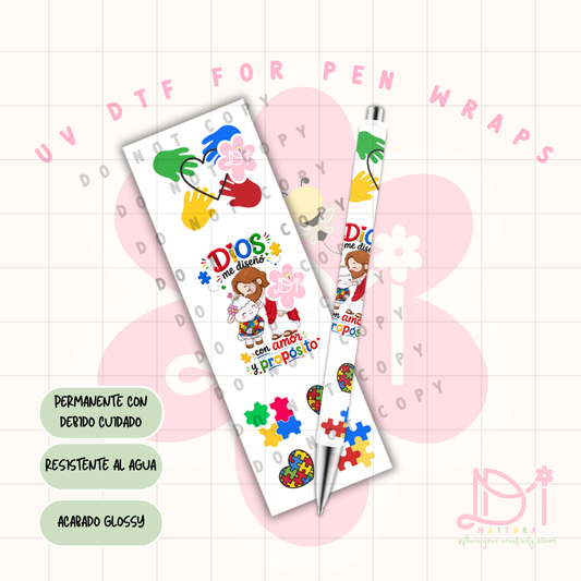 UV DTF Pen Wrap Cristiano “Dios Me Diseñó con Amor y Propósito” – Diseño Exclusivo Waterproof