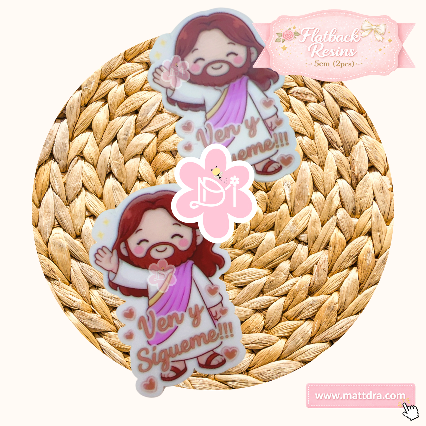 Flatback Resins Jesús “Ven y Sígueme” | Set de 2 Piezas