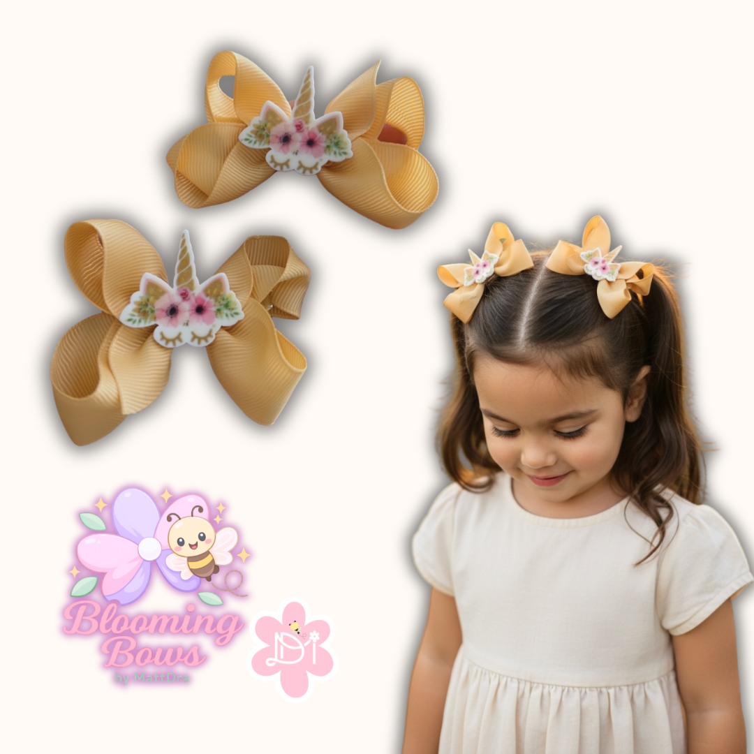 Lazitos en pares 3”  | Unicornio Floral Mostaza