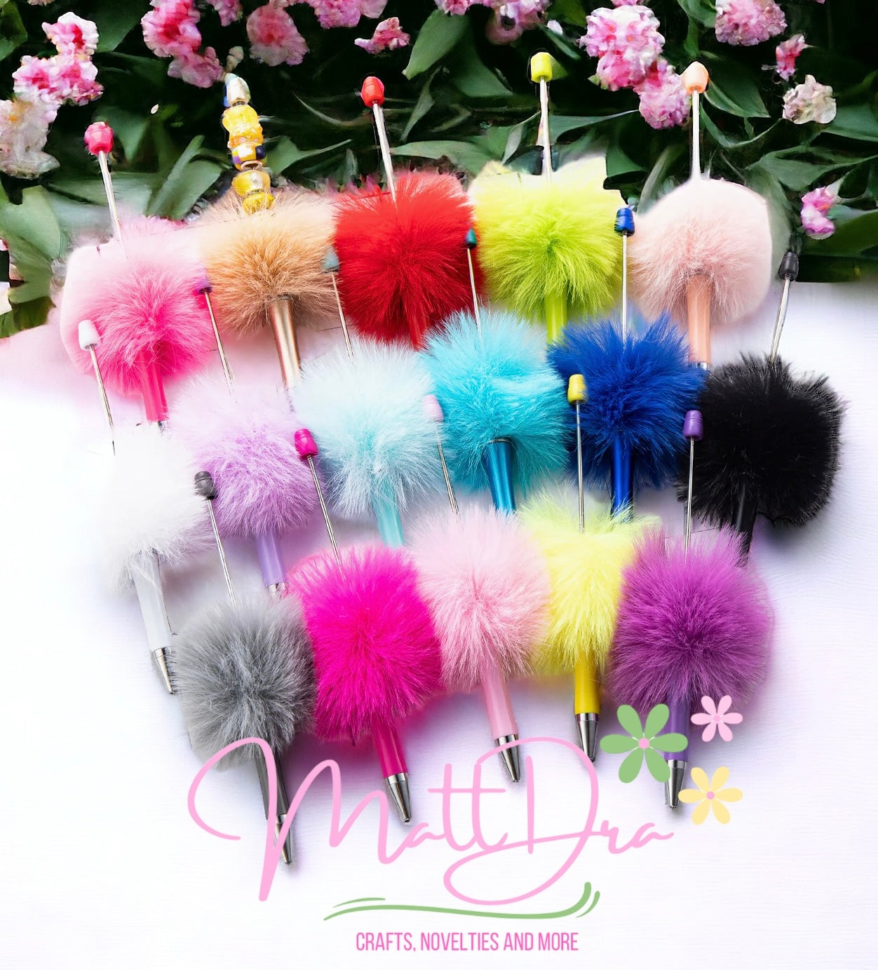 Pompom beadable pens