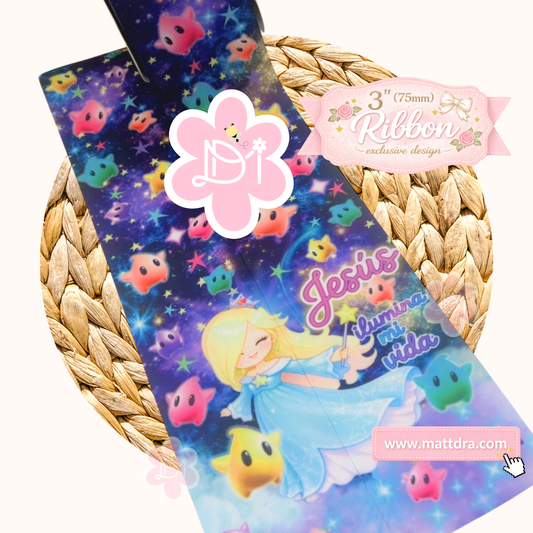 Jesús ilumina mi vida | Tiras de Cinta Grosgrain 3” | Diseño Exclusivo Kawaii