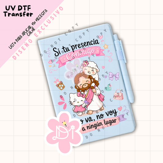 UV DTF Transfer “Si Tu Presencia Conmigo” para Libreta A5 – Diseño Exclusivo Cristiano