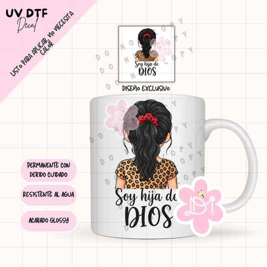 UV DTF Decal Cristiano “Soy Hija de Dios” – Diseño Exclusivo Coquette Waterproof