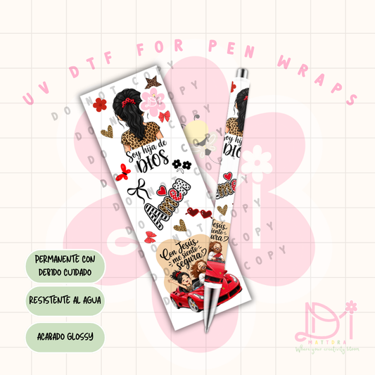 UV DTF Pen Wrap Cristiano “Soy Hija de Dios” – Diseño Exclusivo Coquette Waterproof