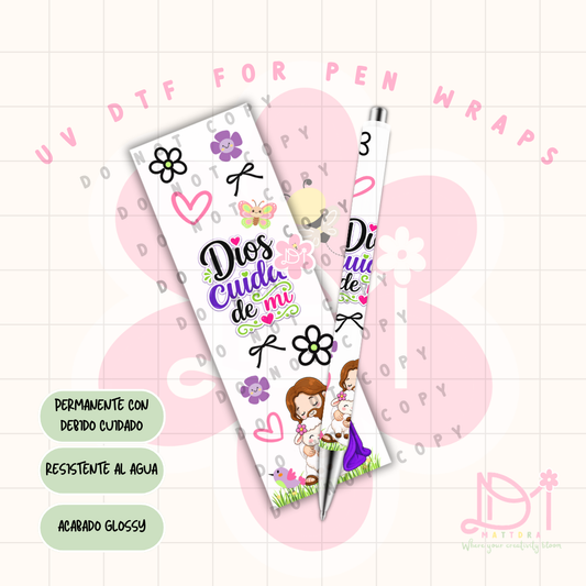 UV DTF Pen Wrap Cristiano “Dios Cuida de Mí” – Diseño Exclusivo Waterproof