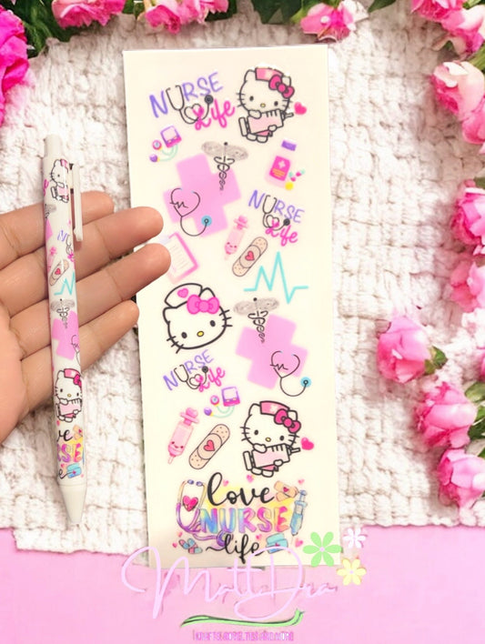 Uv Dtf pen wraps kitty nurse