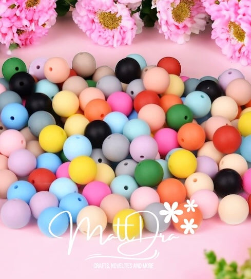 Silicone beads 15mm (10pcs mix)