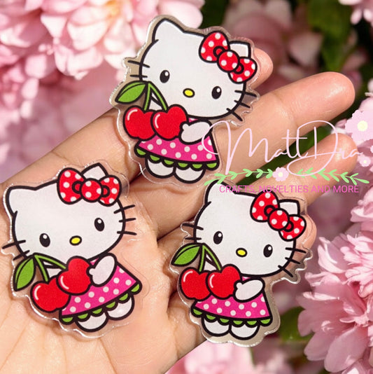 Acrylic Clear flat resins cherry cat (3 pcs)