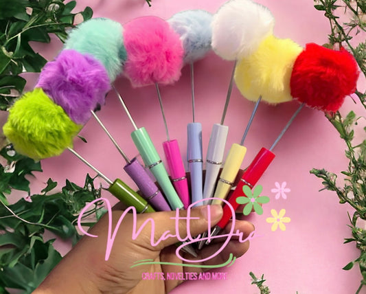 Pompom beadable pens fluffy