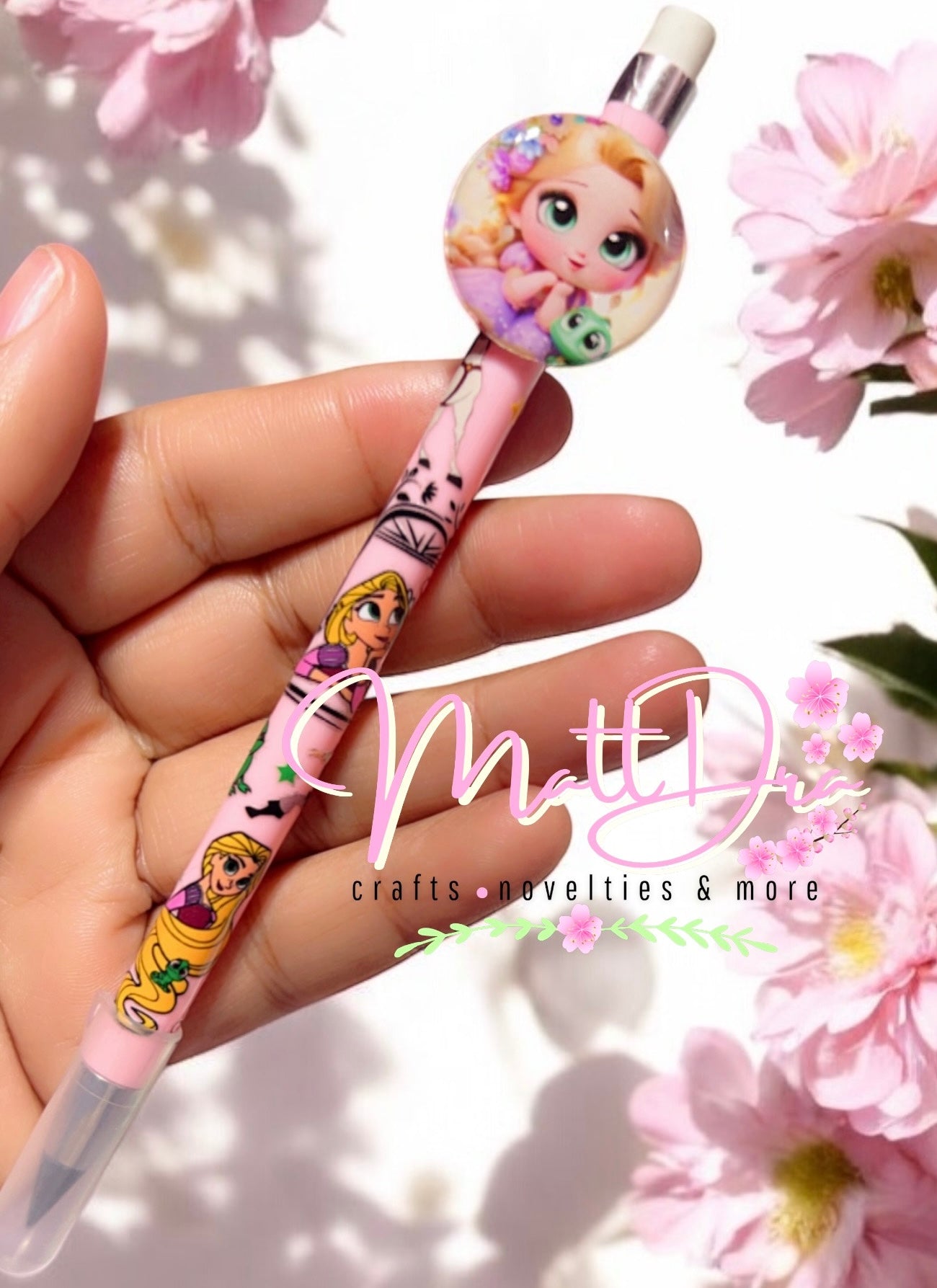 Finished Pencil with epoxy dots princess