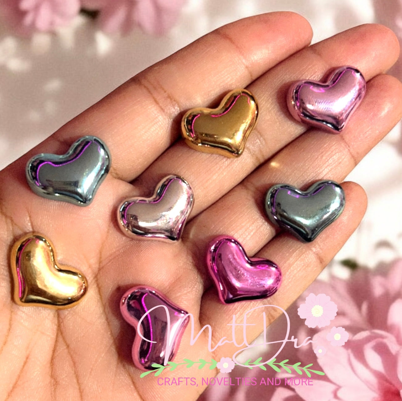 Metalic Acrylic Hearts (3pcs)