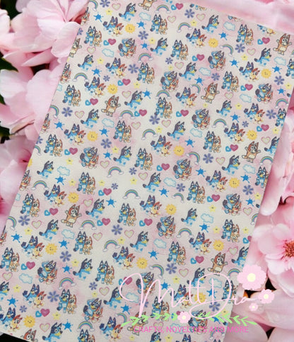 Litchi Synthetic Leather Blue Dog