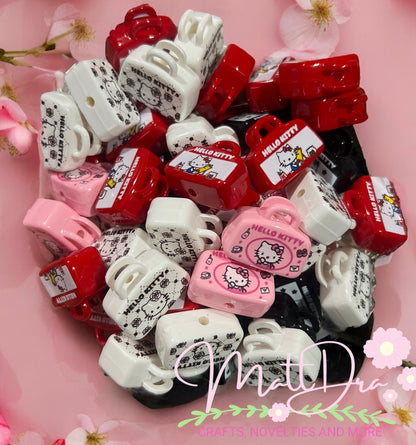 20x23mm Acrylic Beads Fashion Cat Purse (4 pcs mix)