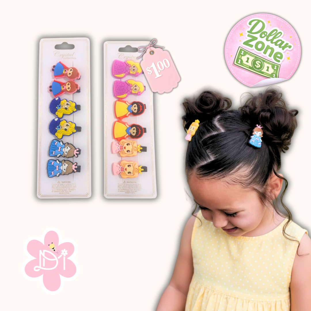 Princesas Hairclips set de 6 piezas