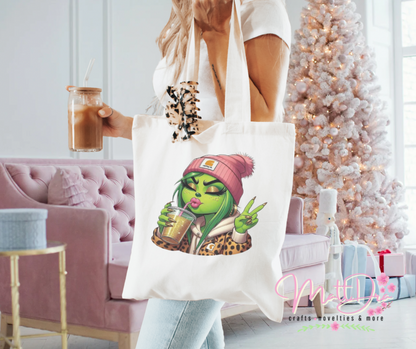 Green girl with cup DTF Transfer