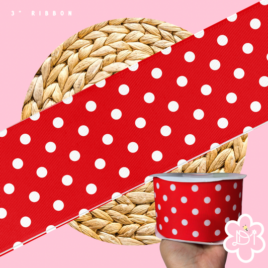 Polka dots Red 3” Ribbon