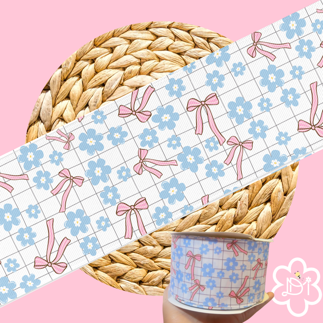 Bows and Flowers Pattern 3” Ribbon