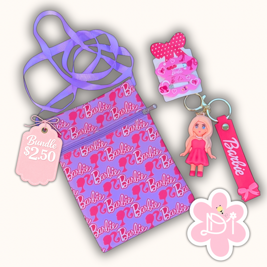 Bundle - Cartera Crossbody , Hairclips y Llavero Girly