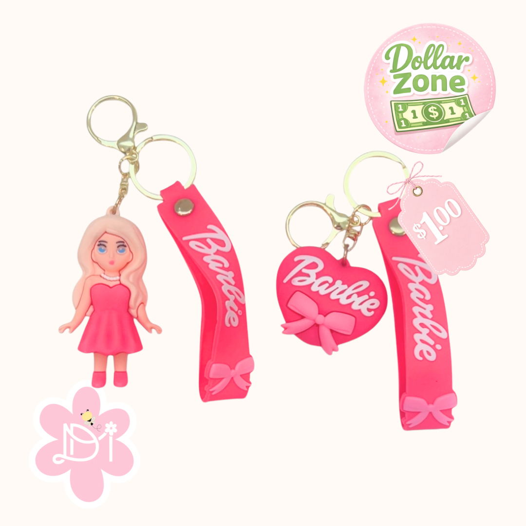 Llavero Cute Estilo Muñeca y Corazón Rosado – Accesorio Kawaii (Dollar Zone $1)